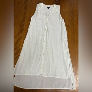 Eileen Fisher 100% Silk White High Lo Sleeveless Dress Size Medium